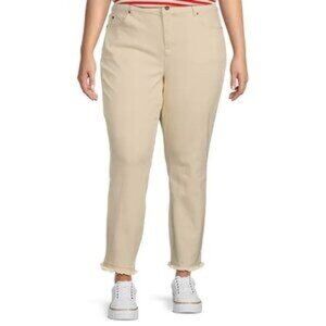 Vince Camuto Skinny Ankle Jeans High Rise Frayed Hem Off-White Denim 24W NEW